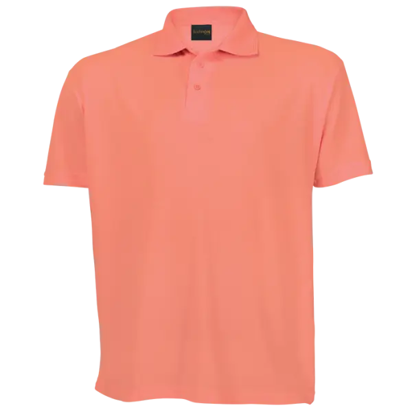 Cotton Polly 175gm Pique Knit Mens Golf Shirts Papaya