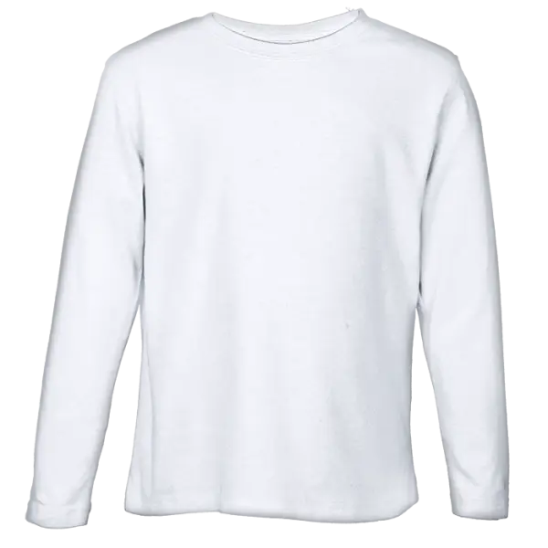 Cotton Polly 145gm Kiddies Long Sleeve T-Shirt White