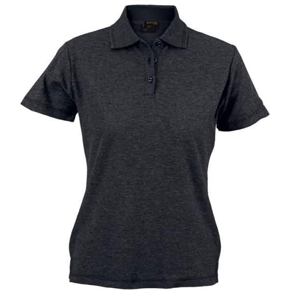 Cotton Polly Ladies Pique Knit Golf Shirt - 175g Charcoal Heather