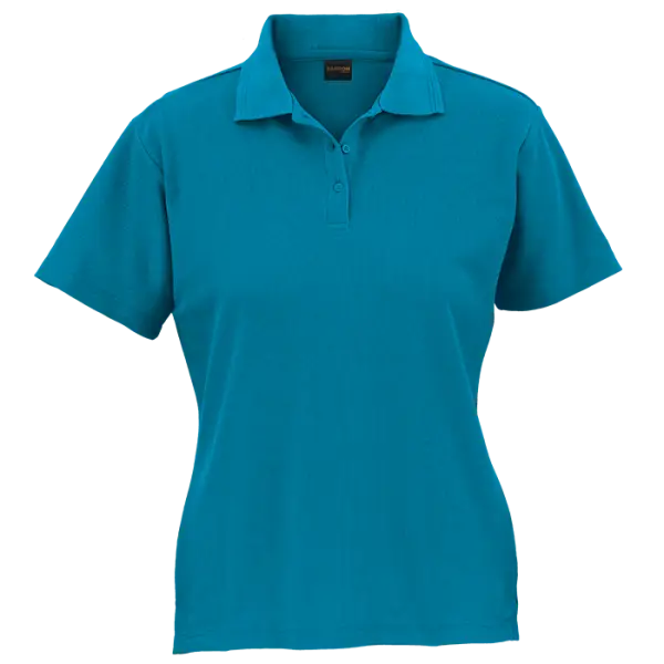 Cotton Polly Ladies Pique Knit Golf Shirt - 175g Surf Blue