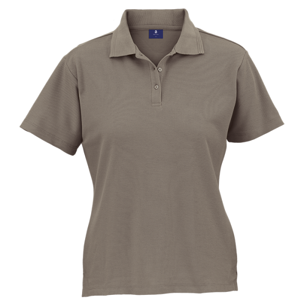 Cotton Polly Ladies Pique Knit Golf Shirt - 175g Taupe