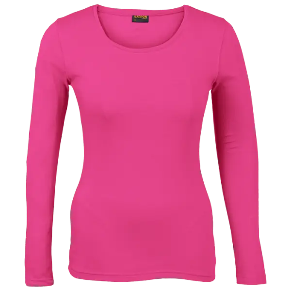 Ladies 145gm Long Sleeve T-Shirt Bright Pink